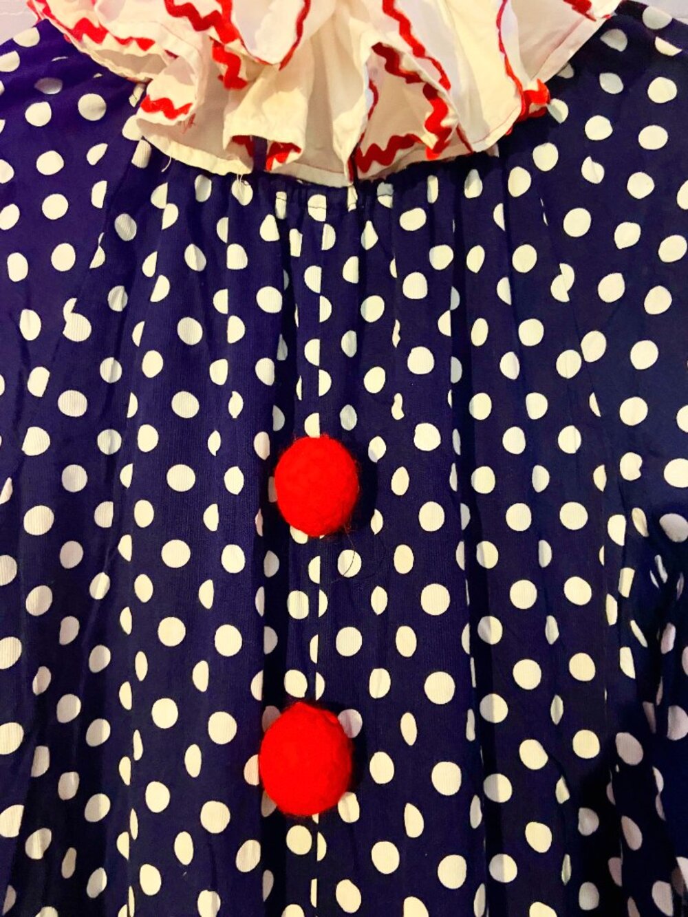 Vintage Clown Costume Halloween Circus 60s Handmade Polka Dot Ruffled Collar - Picture 5 of 15